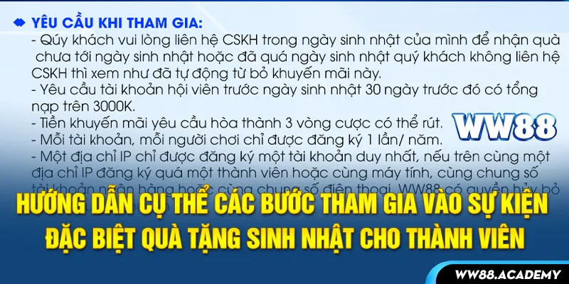 Hướng dẫn cụ thể các bước tham gia vào sự kiện đặc biệt quà sinh nhật cho thành viên 