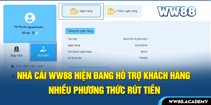 Rút tiền qua ngân hàng là phương thức giao dịch phổ biến nhất